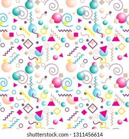 Geometric pattern in pastel, pink, blue and beige shades.