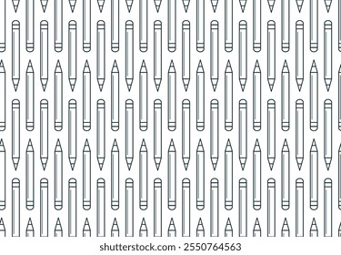 Geometric pattern with pencils . School seamless pattern of lineart stationery for write. Sketch background of kids education concept with pencils, vector modern illustration