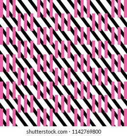 Geometric pattern with pink and black lines on white background