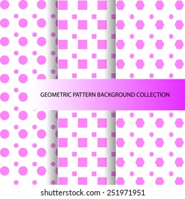 geometric pattern with pink color on white background collection