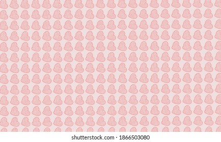 geometric pattern of pink dotted hearts arranged horizontally.