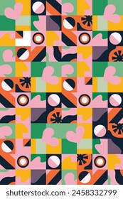 Geometric pattern pink hearts vector pattern seamless texture for packaging banner poster design elements