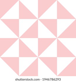 Geometric pattern with pink triangles on a white background. Abstract seamless vector illustration.