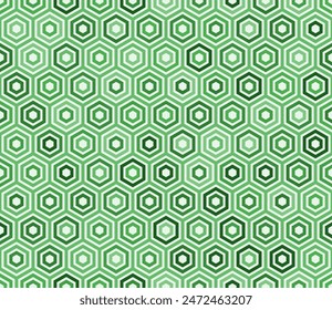 Geometric pattern. Plain hexagon frames. Green color tones. Hexagonal shapes. Tileable pattern. Seamless vector illustration.