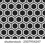 Geometric pattern. Plain hexagon net with inner solid cells. Large hexagon shapes. Seamless tileable vector illustration.