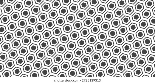 Geometric pattern. Plain hexagon net with inner solid cells. Large hexagon shapes.