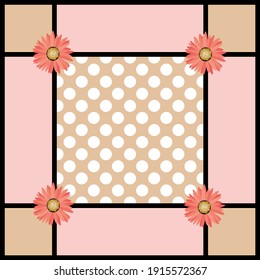 Geometric pattern, polka dots background.Vector patch for print, fabric, scarf design.