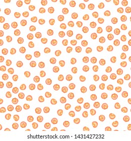 Geometric Pattern Polka Dots of orange color. Perfect for your design, textile, pattern fills, box, posters, cards, web page background etc. Pattern under the mask. Vector.