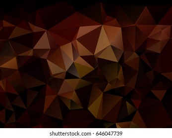 Geometric pattern, polygon triangles vector background in dark brown tones.