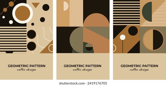 Geometric pattern poster set. Vector illustration template banner poster flyer card, geometric shapes. Vector file, design elements.
