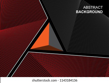 Geometric Pattern Prism Background.Аbstract black with red background in lines