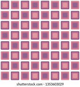 Geometric pattern. Purple square ornaments wallpaper. Simple and modern shape design. Abstract art. Decorative print for fabrics, textile, wrapping paper. Chequered texture. Mosaic background - Vector