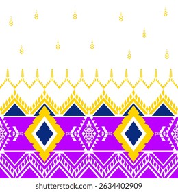 padrão geométrico Roxo Amarelo. Tecido tribal ameríndio, vetor de design para impressão têxtil tecida, azulejo, Saree, tapete, cartões, livros ilustrados, étnica boho indiana textura ornamento padrão sem costura