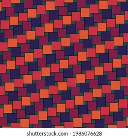Geometric pattern. Pythagorean tiling. Squares tessellation. Repeated color checks ornament. Square, check shapes background. Mosaic motif. Flooring wallpaper. Digital paper, textile print. Vector art