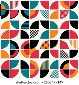 Geometric pattern with quarter circles. Abstract and mosaic color pattern.