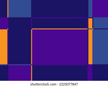 Geometric pattern with rectangles and squares. Bauhaus style. Dark blue. purple and yellow colour. Design for cards, banners, wallpaper, covers. Vector illustration