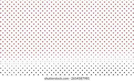 Geometric pattern of red and black triangles fading from top to bottom on white background