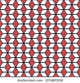 Geometric pattern with red diamonds and black stripes. Bright colors. Contrast bright background.Abstract composition. Minimalism. Vector image.Design.Pattern for decoration. Decorative stripes.