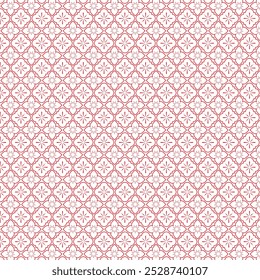 Geometric pattern with red flowers on a white background. Wallpaper design