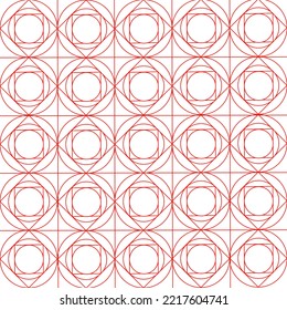 Geometric pattern with red line of circle and square.