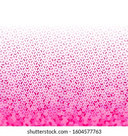 Geometric pattern with red and pink hearts on a white background.Seamless in one direction.Option with a LONG fade out.