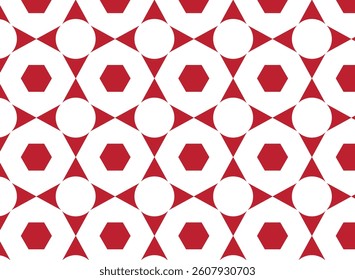 Geometric pattern with red shapes on a white background
