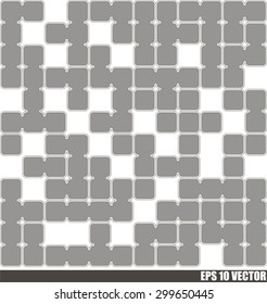 Geometric pattern. Reminiscent of the game Sea Battle or Tetris. Gray squares stick into strips. Vector illustration.