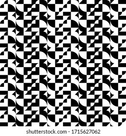 geometric pattern of repeating black and white compositions
