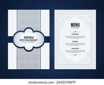 Geometric Pattern Restaurant Menu Template Design for Food and Drink