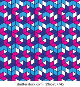 geometric pattern in retro style in red and blue tones