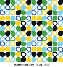 Geometric pattern in retro style. Seamless  with stylized flowers.