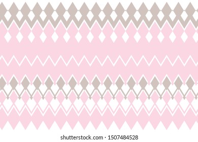 Geometric pattern with rhombic ornament and zigzag lines. Vector illustration. Grey-pink color

