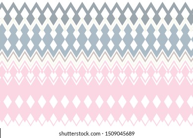 Geometric pattern with rhombic ornament and zigzag lines. Vector illustration. Grey-pink color
