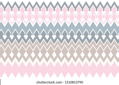 Geometric pattern with rhombic ornament and zigzag lines. Vector illustration. Grey-pink color
