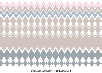 Geometric pattern with rhombic ornament and zigzag lines. Vector illustration. Grey-pink color
