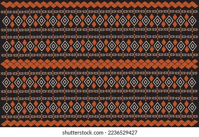 patrón geométrico Rhombus sobre fondo negro. La decoración contemporánea, el lujo o el diseño gráfico se realzan con elementos de color naranja. Ilustración vectorial. Los textiles contemporáneos.
