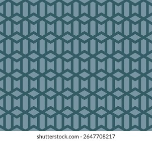 Geometric Pattern with Rhombus and Rectangular Shapes Interlocked Together, a Seamless Retro Style Design with a Calming Blue Tone