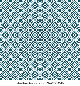 Geometric pattern with rhombuses and circles. Vector seamless background.