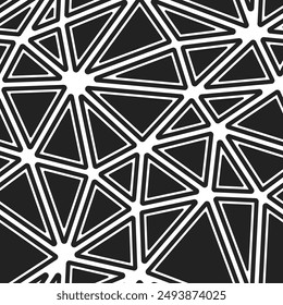 Geometric pattern. Rounded solid shapes in frames. Big triangle size. Black and white style. Repeatable pattern. Beautiful vector tiles. Seamless vector illustration.