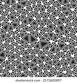 Geometric pattern. Rounded solid shapes in frames. Compact triangle size. Black and white style. Repeatable pattern. Beautiful vector tiles. Seamless vector illustration.