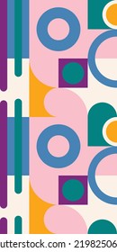 Geometric pattern seamless. Abstract Bauhaus geometric pattern background, vector circles, triangles and square lines color art design. Colorful Bauhaus pattern background
