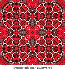 The geometric pattern is seamless. Background of abstract ornament. Template for design on wrapping paper