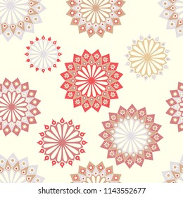 Geometric pattern, seamless with circles. Flower pattern. Abstract design for paper, cover, fabric, interior.