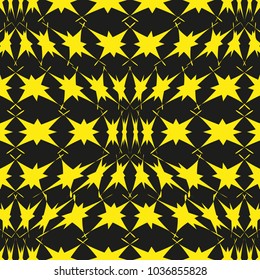 Geometric pattern seamless with convex starlets.Modern stylish texture.Black and yellow