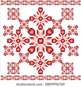 Geometric pattern seamless pattern oriental style red and white design for background, wallpeper, fabric,textile, clothing, garment