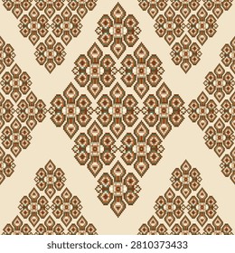 Geometric pattern seamless pattern oriental style theme brown design for background, wallpeper, fabric,textile, clothing, garment