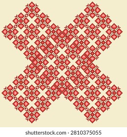 Geometric pattern seamless pattern oriental style red theme design for background, wallpeper, fabric,textile, clothing, garment