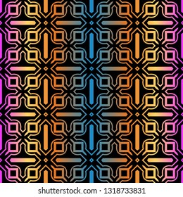 Geometric Pattern. Seamless Ornament. Vector Illustration. Rainbow black Color. For Design, Invitation Wedding, Valentine's, Background, Wallpaper.