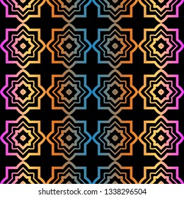 Geometric Pattern. Seamless Ornament. Vector Illustration. Rainbow black Color. For Design, Invitation Wedding, Valentine's, Background, Wallpaper.