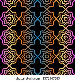 Geometric Pattern. Seamless Ornament. Vector Illustration. Rainbow black Color. For Design, Invitation Wedding, Valentine's, Background, Wallpaper.